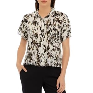 Philosophy Button Up Blouse Womens Medium Lightweight Travel Animal Print Summer